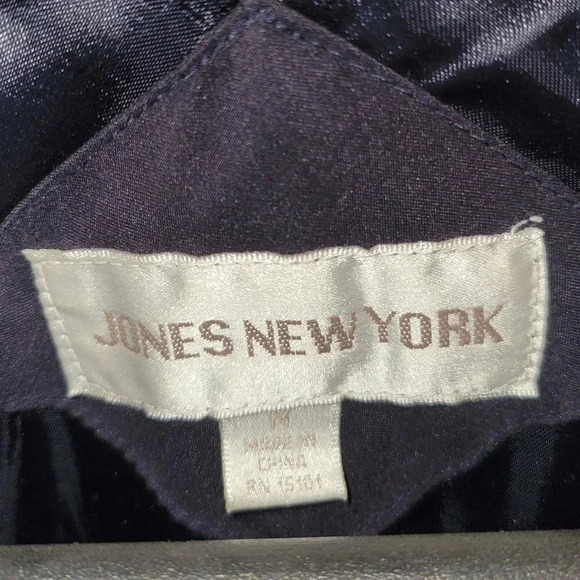 Vintage Womens Jones New York Long  Warm Winter Coat Navy Blue Medium - Picture 4 of 11